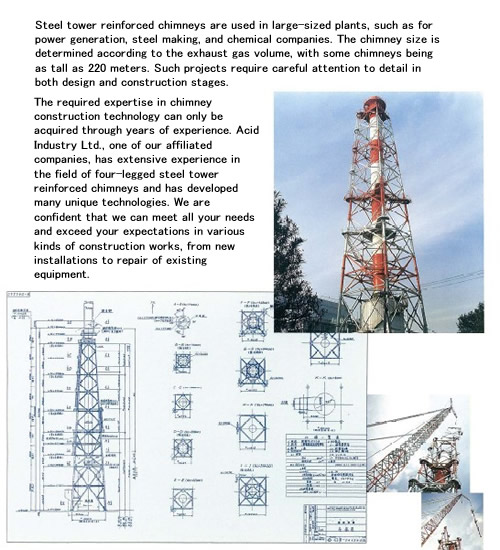 Steel tower reinforced chimney